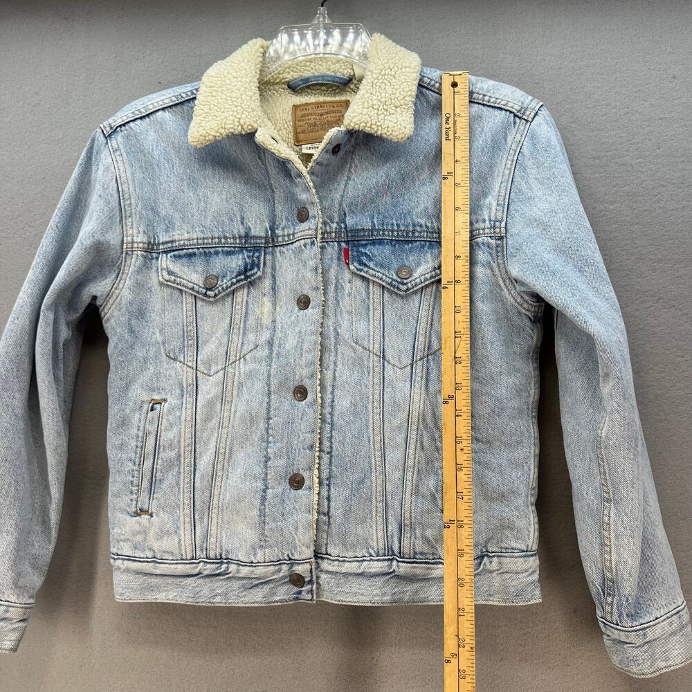Levi's Denim Jacket Women's XS Light Blue Sherpa Lined Vintage Classic 80s Style - Picture 12 of 12